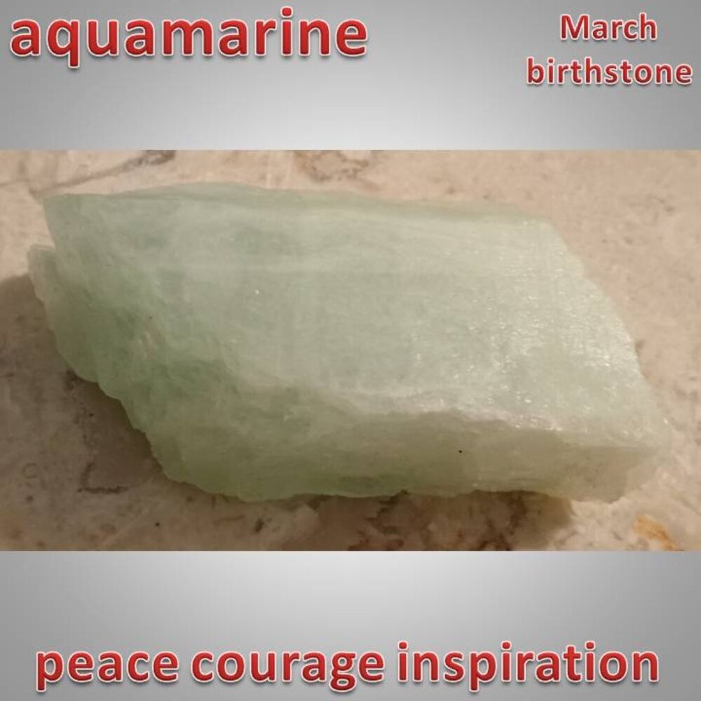 #3 AQUAMARINE raw mineral crystal MARCH birthstone : PEACE courage inspiration